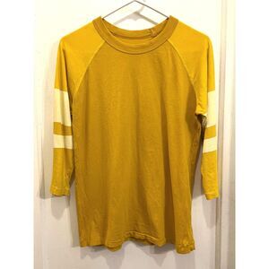 BIG BUD PRESS Yellow 100% Cotton Baseball Tee T Shirt Top   Women's Size XXS